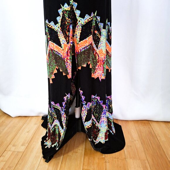 Beachy Mesh Mandala Print Bohemian Long Maxi Beach Boho Dress Semi-sheer Sz M - Picture 8 of 16